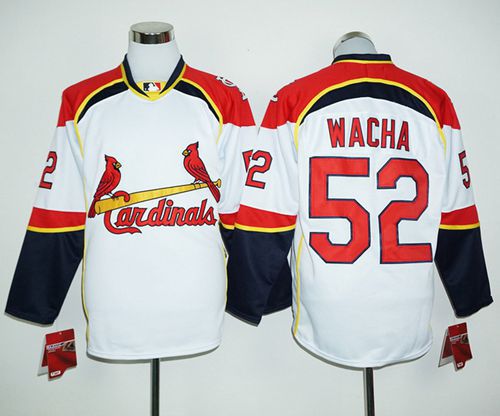 Cardinals #52 Michael Wacha White/Red Long Sleeve Stitched MLB Jersey - Click Image to Close